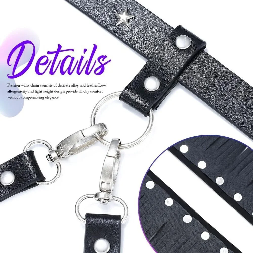Fringe Leather Belt Women's Black Waist Body Accessories Fashion Rave